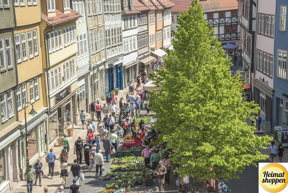 Belebte Innenstadt Bad Langensalza zum Heimat Shoppen Aktionstag